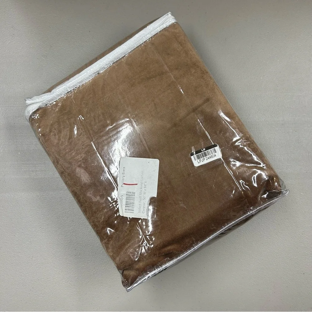 Pottery Barn Velvet Twill Blackout Curtain Window Panel Cognac 50